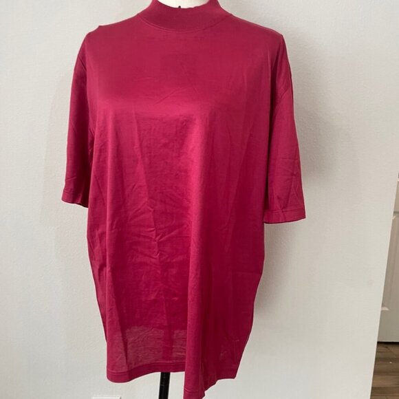 MAUS & HOFFMAN MOCK NECK SHIRT ROMANO COTTON MADE IN ITALY SZ L FUCSIA DEEP - Picture 9 of 16